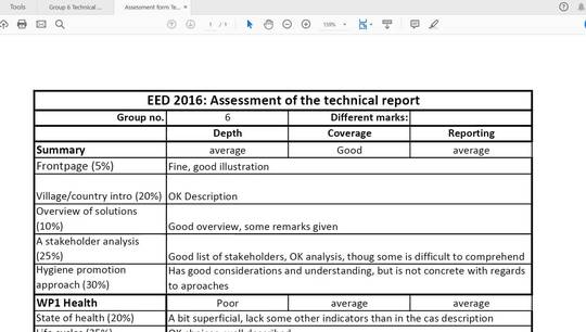 Screencast comments to report - example from DTU